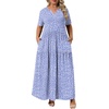 image:imagePOPYOUNG Plus Size Womens Maxi Dress Fall Outfits with Pockets  VNeck  Curvy Flowy Long Dress  Wedding Guest  Vacation Casual  Teacher Formal  Summer BeachSpot Blue
