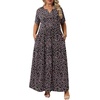 image:imagePOPYOUNG Plus Size Womens Maxi Dress Fall Outfits with Pockets  VNeck  Curvy Flowy Long Dress  Wedding Guest  Vacation Casual  Teacher Formal  Summer BeachLittle Floralblack