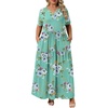 image:imagePOPYOUNG Plus Size Womens Maxi Dress Fall Outfits with Pockets  VNeck  Curvy Flowy Long Dress  Wedding Guest  Vacation Casual  Teacher Formal  Summer BeachMint Green