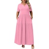 image:imagePOPYOUNG Plus Size Womens Maxi Dress Fall Outfits with Pockets  VNeck  Curvy Flowy Long Dress  Wedding Guest  Vacation Casual  Teacher Formal  Summer BeachPink