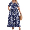 image:imagePOPYOUNG Plus Size Womens Maxi Dress Fall Outfits with Pockets  VNeck  Curvy Flowy Long Dress  Wedding Guest  Vacation Casual  Teacher Formal  Summer BeachWhite Little Flower