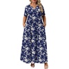 image:imagePOPYOUNG Plus Size Womens Maxi Dress Fall Outfits with Pockets  VNeck  Curvy Flowy Long Dress  Wedding Guest  Vacation Casual  Teacher Formal  Summer BeachWhite Little Flower