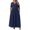 image:imagePOPYOUNG Plus Size Womens Maxi Dress Fall Outfits with Pockets  VNeck  Curvy Flowy Long Dress  Wedding Guest  Vacation Casual  Teacher Formal  Summer BeachNavy Blue
