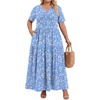 image:imagePOPYOUNG Plus Size Womens Maxi Dress Fall Outfits with Pockets  VNeck  Curvy Flowy Long Dress  Wedding Guest  Vacation Casual  Teacher Formal  Summer BeachWhite Floralblue