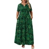 image:imagePOPYOUNG Plus Size Womens Maxi Dress Fall Outfits with Pockets  VNeck  Curvy Flowy Long Dress  Wedding Guest  Vacation Casual  Teacher Formal  Summer BeachLeaf Green
