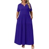 image:imagePOPYOUNG Plus Size Womens Maxi Dress Fall Outfits with Pockets  VNeck  Curvy Flowy Long Dress  Wedding Guest  Vacation Casual  Teacher Formal  Summer BeachRoyal Blue