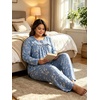 image:imagePOPYOUNG Plus Size Womens Pajama Set 2 Piece Fall Outfits Pjs  Ladies Pj Set  Winter Lounge  Casual Sleepwear  Side Pockets  Button Down1amint Green
