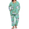 image:imagePOPYOUNG Plus Size Womens Pajama Set 2 Piece Fall Outfits Pjs  Ladies Pj Set  Winter Lounge  Casual Sleepwear  Side Pockets  Button Down1amint Green