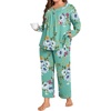 image:imagePOPYOUNG Plus Size Womens Pajama Set 2 Piece Fall Outfits Pjs  Ladies Pj Set  Winter Lounge  Casual Sleepwear  Side Pockets  Button Down1amint Green