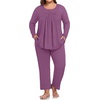 image:imagePOPYOUNG Plus Size Womens Pajama Set 2 Piece Fall Outfits Pjs  Ladies Pj Set  Winter Lounge  Casual Sleepwear  Side Pockets  Button Down1bgrape Purple