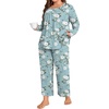 image:imagePOPYOUNG Plus Size Womens Pajama Set 2 Piece Fall Outfits Pjs  Ladies Pj Set  Winter Lounge  Casual Sleepwear  Side Pockets  Button DownBegonia Flowerblue