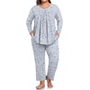 image:imagePOPYOUNG Plus Size Womens Pajama Set 2 Piece Fall Outfits Pjs  Ladies Pj Set  Winter Lounge  Casual Sleepwear  Side Pockets  Button DownGray Floral