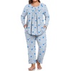 image:imagePOPYOUNG Plus Size Womens Pajama Set 2 Piece Fall Outfits Pjs  Ladies Pj Set  Winter Lounge  Casual Sleepwear  Side Pockets  Button DownGray StarMoon