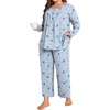 image:imagePOPYOUNG Plus Size Womens Pajama Set 2 Piece Fall Outfits Pjs  Ladies Pj Set  Winter Lounge  Casual Sleepwear  Side Pockets  Button DownGray StarMoon