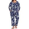 image:imagePOPYOUNG Plus Size Womens Pajama Set 2 Piece Fall Outfits Pjs  Ladies Pj Set  Winter Lounge  Casual Sleepwear  Side Pockets  Button DownWhite Flblue