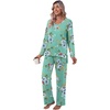 image:imagePOPYOUNG Womens Pajama Sets 2 Piece Lounge Sleepwear with Pockets Outfits  Fall Long Sleeve Pajamas Comfy V Neck Top and Long Pant Winter Pj Loose Fit Nightwear Travel Cruise Vacation PostpartumMint Green