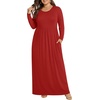image:imagePOPYOUNG Womens Plus Size Maxi Dresses Curvy Long Sleeve Fall Dress Outfits  Long Dress  Church  Casual  Maternity  Flowy  Loose Fit  Pockets Teacher  Winter Dress  VacationRed
