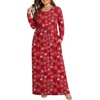 image:imagePOPYOUNG Womens Plus Size Maxi Dresses Curvy Long Sleeve Fall Dress Outfits  Long Dress  Church  Casual  Maternity  Flowy  Loose Fit  Pockets Teacher  Winter Dress  VacationChristmas Snow Red