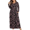 image:imagePOPYOUNG Womens Plus Size Maxi Dresses Curvy Long Sleeve Fall Dress Outfits  Long Dress  Church  Casual  Maternity  Flowy  Loose Fit  Pockets Teacher  Winter Dress  VacationFlowergypsophila Black