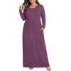 image:imagePOPYOUNG Womens Plus Size Maxi Dresses Curvy Long Sleeve Fall Dress Outfits  Long Dress  Church  Casual  Maternity  Flowy  Loose Fit  Pockets Teacher  Winter Dress  VacationPurple Red