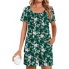 image:imagePOPYOUNG Pajama for Women Set Summer Pjs Lounge Shorts Sets Soft Sleepwear  2 Piece Outfits Womens Set Cooling pajamas with Pockets Lounge sets Casual for Daily Wear NightwearLittle Flower Gr