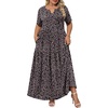 image:imagePOPYOUNG Plus Size Womens Maxi Dress Fall Outfits with Pockets  VNeck  Curvy Flowy Long Dress  Wedding Guest  Vacation Casual  Teacher Formal  Summer BeachLittle Floralblack