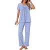 image:imagePOPYOUNG Womens Pajama Set 2 Piece Fall Pj Lounge Casual Outfits  Ladies Pjs  Cute night gowns  Summer Soft Sleepwear  Side Pockets  pijamas de mujerA1purplespotted White