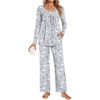 image:imagePOPYOUNG Womens Pajama Set 2 Pieces Fall Pjs Comfy Sleepwear with Pockets  Long Sleeve Top Long Pant Winter Pjs Ladies Pyjamas Lounge set for Daily Wear Nightwear Outfit TravelLight Grey Sailboata