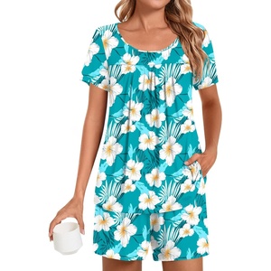 image:imagePOPYOUNG Pajama for Women Set Summer Pjs Lounge Shorts Sets Soft Sleepwear  2 Piece Outfits Womens Set Cooling pajamas with Pockets Lounge sets Casual for Daily Wear NightwearBluewhite Freesias