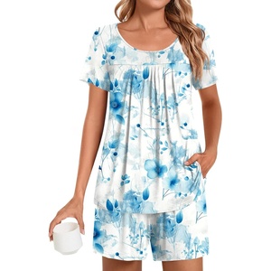 image:imagePOPYOUNG Pajama for Women Set Summer Pjs Lounge Shorts Sets Soft Sleepwear  2 Piece Outfits Womens Set Cooling pajamas with Pockets Lounge sets Casual for Daily Wear NightwearLight Blue Floral