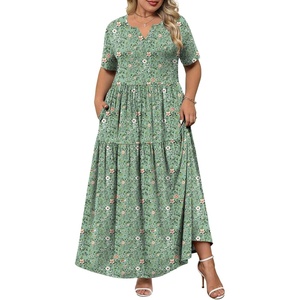 image:imagePOPYOUNG Plus Size Womens Maxi Dress Fall Outfits with Pockets  VNeck  Curvy Flowy Long Dress  Wedding Guest  Vacation Casual  Teacher Formal  Summer BeachBramblinggreen