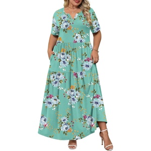 image:imagePOPYOUNG Plus Size Womens Maxi Dress Fall Outfits with Pockets  VNeck  Curvy Flowy Long Dress  Wedding Guest  Vacation Casual  Teacher Formal  Summer BeachMint Green