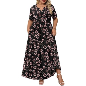 image:imagePOPYOUNG Plus Size Womens Maxi Dress Fall Outfits with Pockets  VNeck  Curvy Flowy Long Dress  Wedding Guest  Vacation Casual  Teacher Formal  Summer BeachGypsophila Black