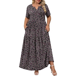 image:imagePOPYOUNG Plus Size Womens Maxi Dress Fall Outfits with Pockets  VNeck  Curvy Flowy Long Dress  Wedding Guest  Vacation Casual  Teacher Formal  Summer BeachLittle Floralblack