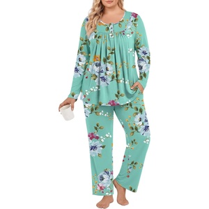 image:imagePOPYOUNG Plus Size Womens Pajama Set 2 Piece Fall Outfits Pjs  Ladies Pj Set  Winter Lounge  Casual Sleepwear  Side Pockets  Button Down1amint Green