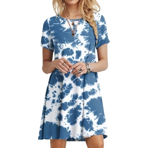 image:imagePOPYOUNG Womens Dress Fall Outfits Casual Midi Sundress  Teacher Homecoming  Beach Vacation  Wedding Guest  Maxi Tshirt DressCrewneck Dresscolorful Blue