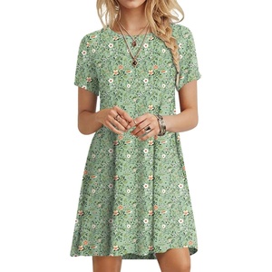 image:imagePOPYOUNG Womens Dress Fall Outfits Casual Midi Sundress  Teacher Homecoming  Beach Vacation  Wedding Guest  Maxi Tshirt DressCrewneckbramblinggreen