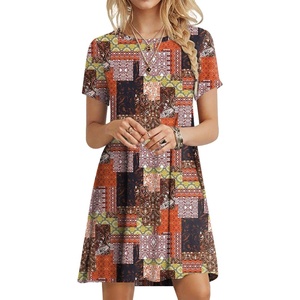 image:imagePOPYOUNG Womens Dress Fall Outfits Casual Midi Sundress  Teacher Homecoming  Beach Vacation  Wedding Guest  Maxi Tshirt DressCrewneckcolor Block