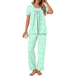 image:imagePOPYOUNG Womens Pajama Set 2 Piece Fall Pj Lounge Casual Outfits  Ladies Pjs  Cute night gowns  Summer Soft Sleepwear  Side Pockets  pijamas de mujerA3colorful Butterflies Green