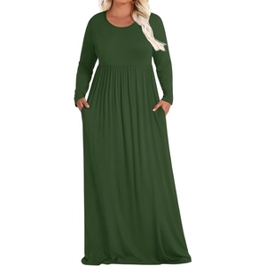 image:imagePOPYOUNG Womens Plus Size Maxi Dresses Curvy Long Sleeve Fall Dress Outfits  Long Dress  Church  Casual  Maternity  Flowy  Loose Fit  Pockets Teacher  Winter Dress  VacationArmy Green