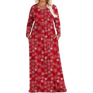 image:imagePOPYOUNG Womens Plus Size Maxi Dresses Curvy Long Sleeve Fall Dress Outfits  Long Dress  Church  Casual  Maternity  Flowy  Loose Fit  Pockets Teacher  Winter Dress  VacationChristmas Snow Red