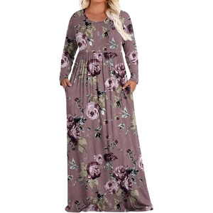 image:imagePOPYOUNG Womens Plus Size Maxi Dresses Curvy Long Sleeve Fall Dress Outfits  Long Dress  Church  Casual  Maternity  Flowy  Loose Fit  Pockets Teacher  Winter Dress  VacationFloral Rose Red