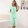 image:imagePOPYOUNG Pajama Sets for Women 2 piece Lounge Summer Capri Comfy Sleepwear01colorful Green Butterfly