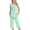 image:imagePOPYOUNG Pajama Sets for Women 2 piece Lounge Summer Capri Comfy Sleepwear01colorful Green Butterfly