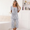 image:imagePOPYOUNG Pajama Sets for Women 2 piece Lounge Summer Capri Comfy Sleepwear02pink Star Grey