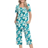image:imagePOPYOUNG Pajama Sets for Women 2 piece Lounge Summer Capri Comfy Sleepwear03blue White Freesias