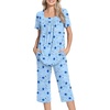 image:imagePOPYOUNG Pajama Sets for Women 2 piece Lounge Summer Capri Comfy Sleepwear05bluestarsMoon