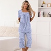 image:imagePOPYOUNG Pajama Sets for Women 2 piece Lounge Summer Capri Comfy Sleepwear06white Spotted Purple