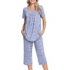 image:imagePOPYOUNG Pajama Sets for Women 2 piece Lounge Summer Capri Comfy Sleepwear06white Spotted Purple