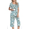 image:imagePOPYOUNG Pajama Sets for Women 2 piece Lounge Summer Capri Comfy Sleepwear07begonia Grey
